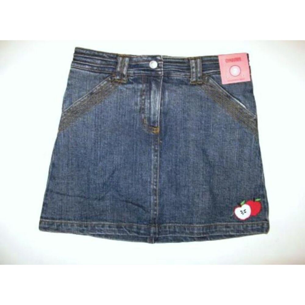NEW Gymboree kids girls jean skirt 7 8 denim skort candy apple prep school club